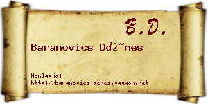 Baranovics Dénes névjegykártya